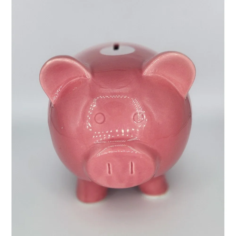 Gibson Pink Ceramic Piggy Bank with‎ White Polka Dots 6